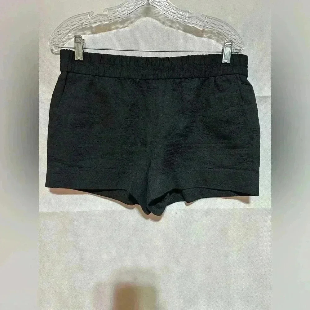 J. Crew Black Jacquard Pull On Boardwalk Shorts 3" Mid Rise C2107 Sz 8 Pockets